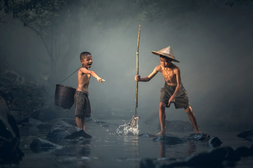 children, fishing, teamwork-1807511.jpg